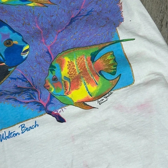 Vintage 1992 Pina Colada Susan Moustaki Fish Casual Resort Beach Dress As Found - Picture 7 of 10